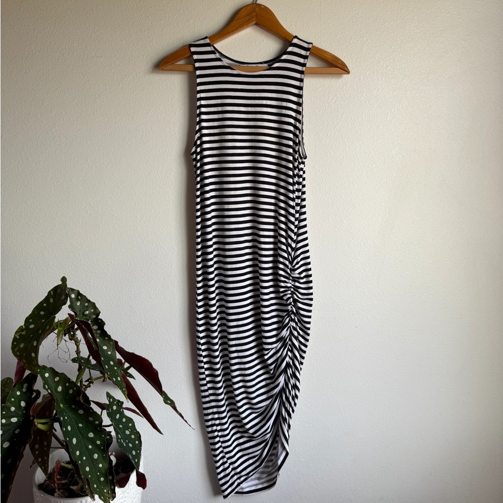 Women’s Hawaiian Ava Sky Black and White Striped Midi Dress size XS